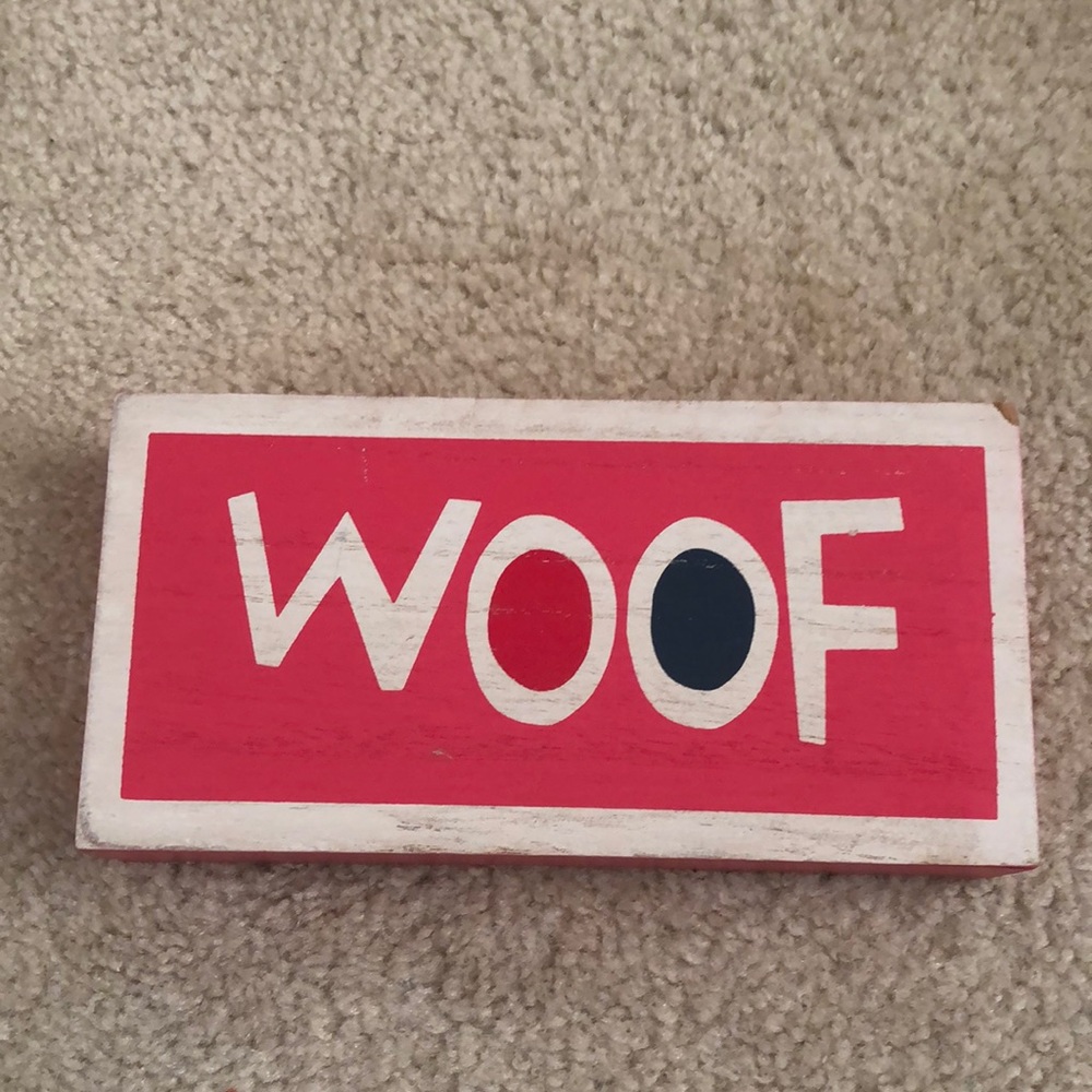 8x4.25 Super Cute Rustic Vintage Home Decor Woof Pink Wood Sign